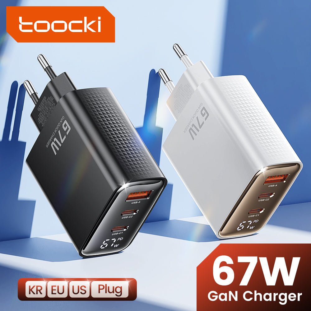 Toocki 67W GaN Fast Charger - 3 Portar (Snabbladdare)