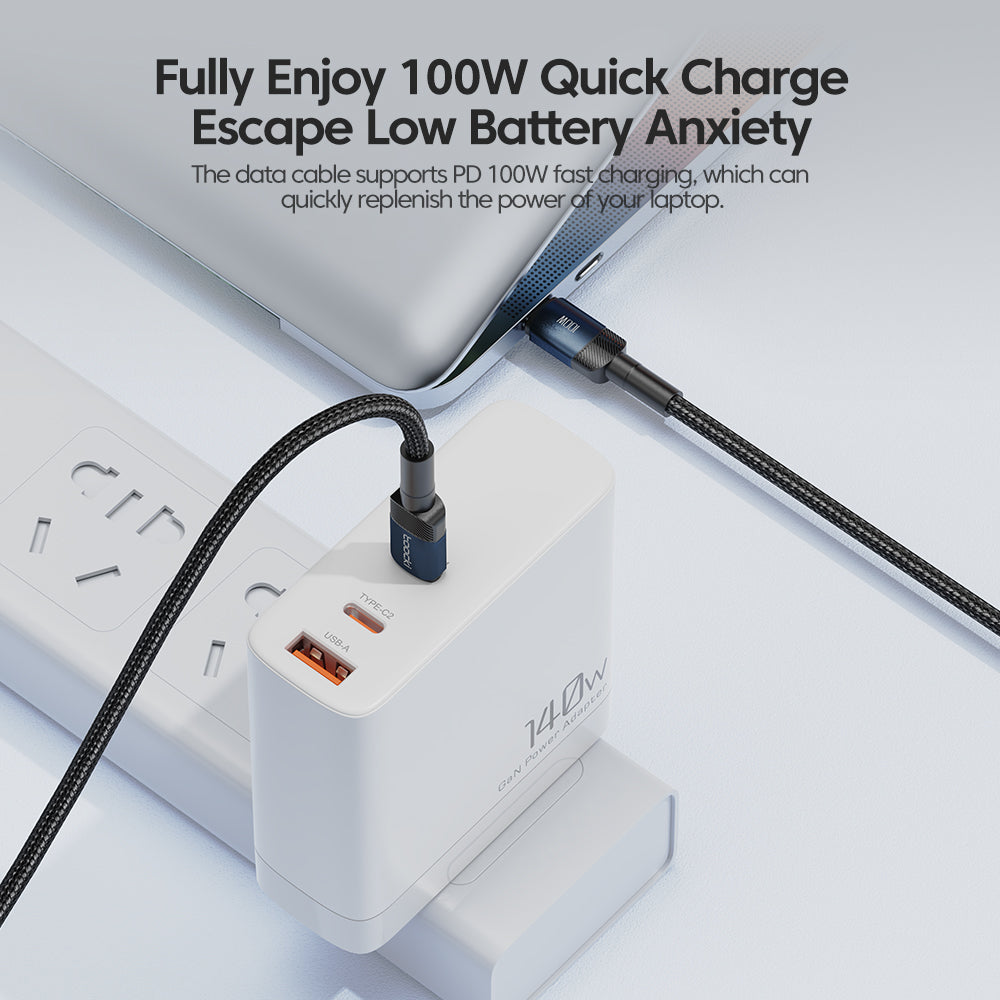 USB-C till USB-C Snabbladdningskabel 100W (2m) - Svart