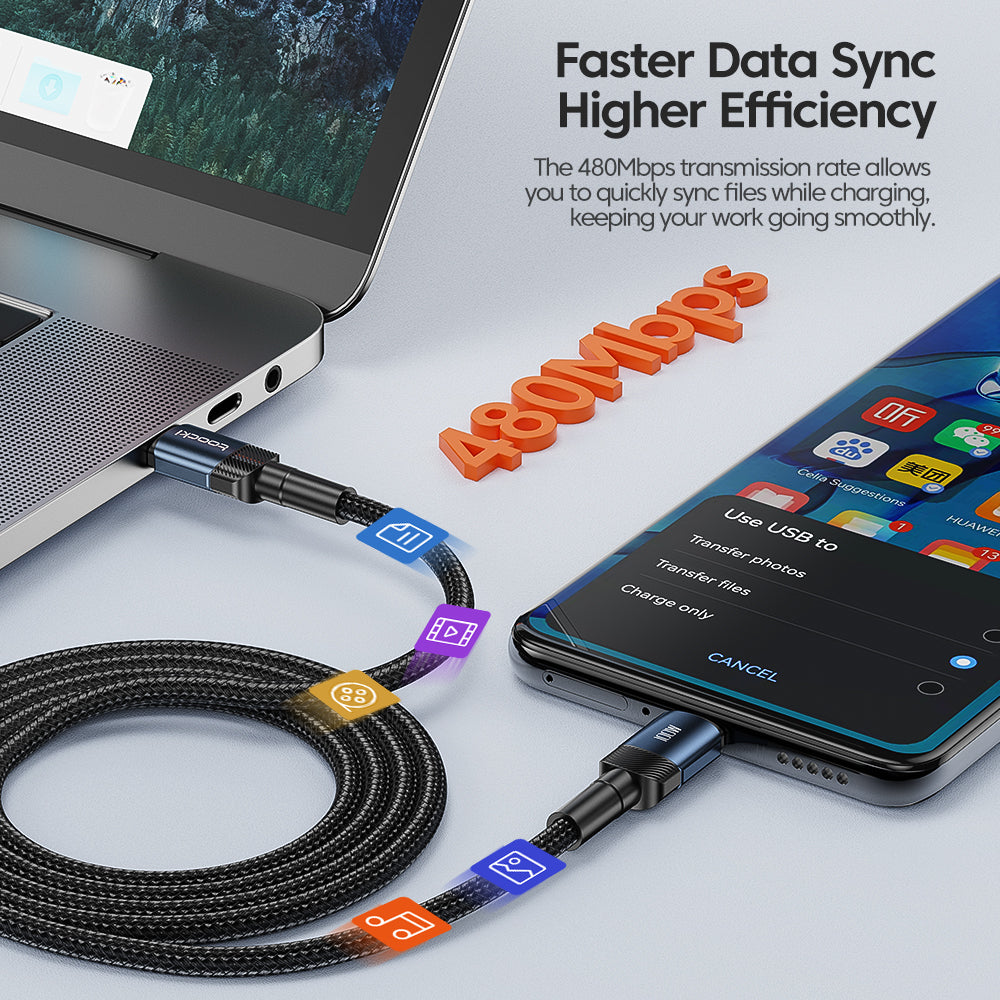 USB-C till USB-C Snabbladdningskabel 100W (2m) - Svart