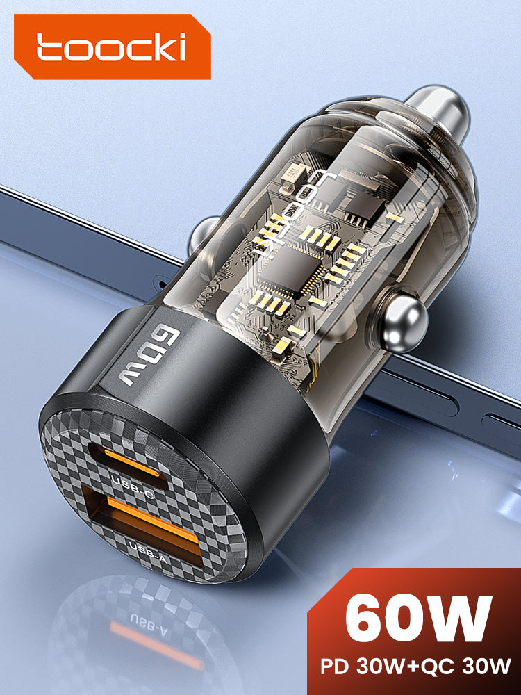 Snabb billaddare 60W (USB-C + USB-A) - Modell TCC60-LL01
