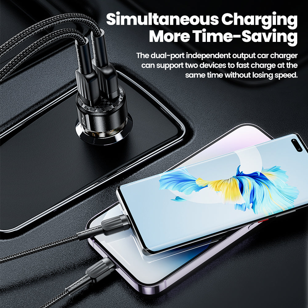 Snabb billaddare 60W (USB-C + USB-A) - Modell TCC60-LL01