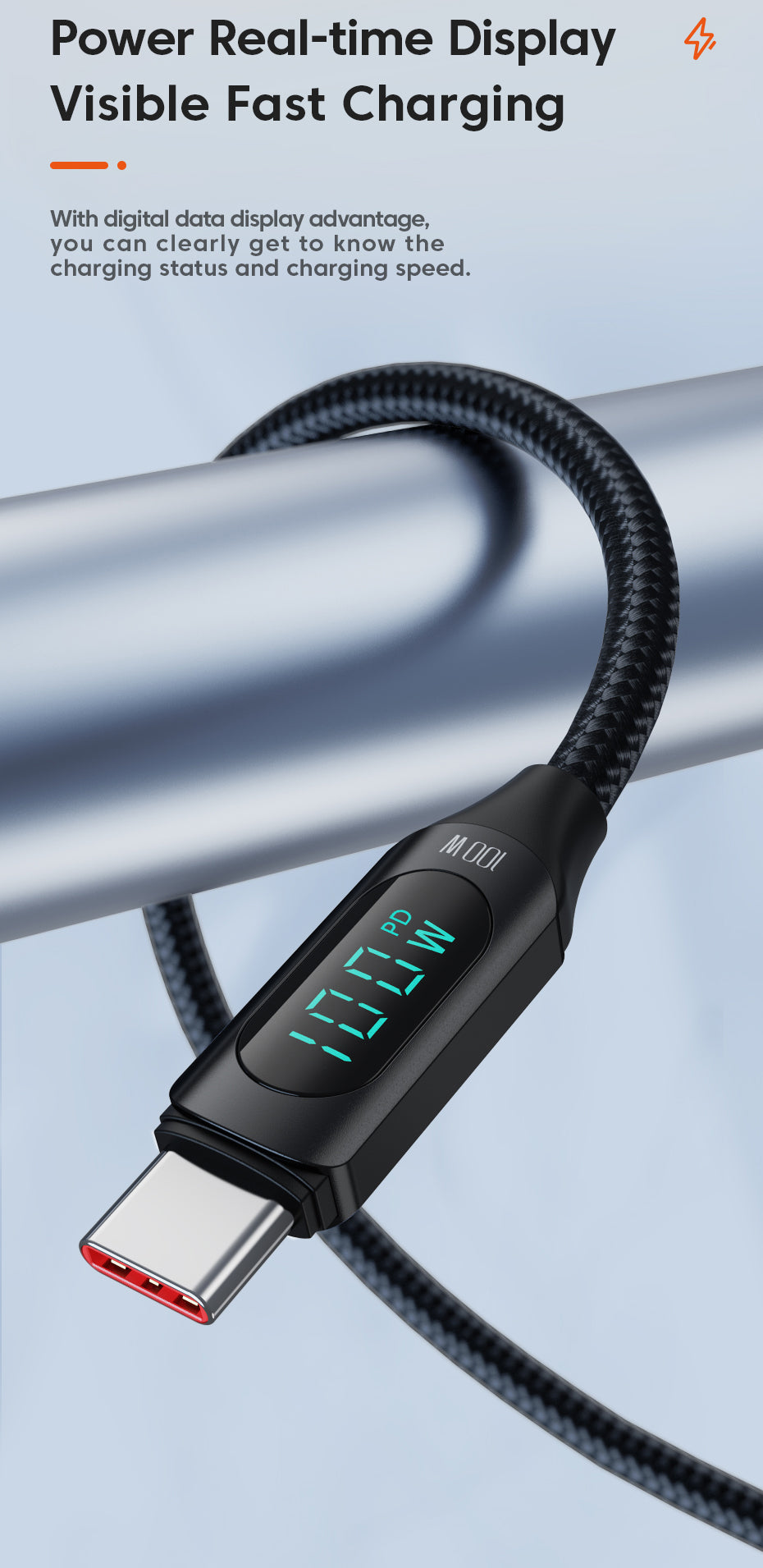 Toocki 100W USB-C till USB-C Digital Kabel - 1 meter