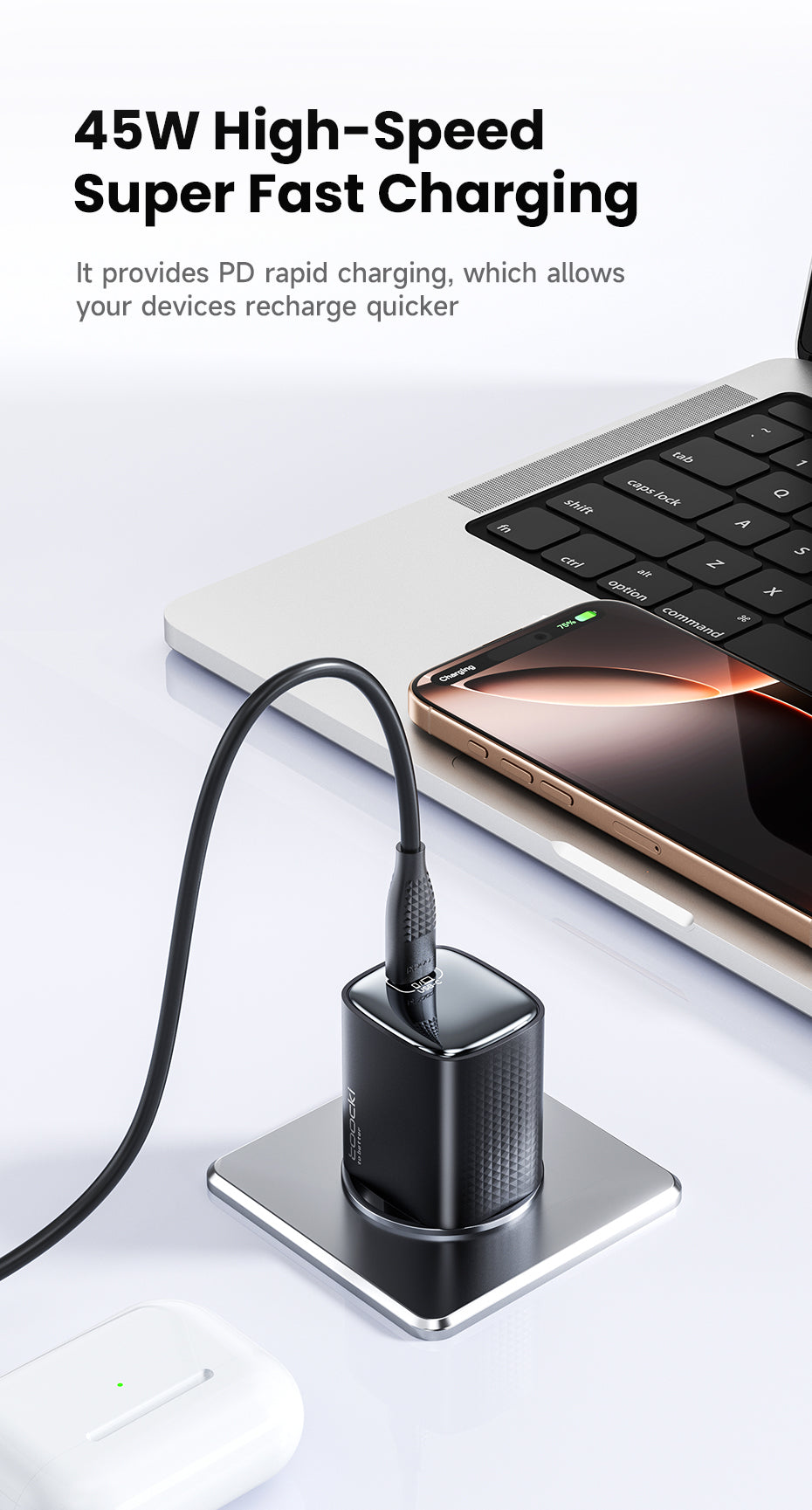 Toocki 45W USB-C Snabbladdare (GaN) - EU-kontakt