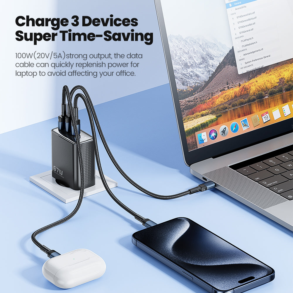 Toocki 67W GaN Fast Charger - 3 Portar (Snabbladdare)