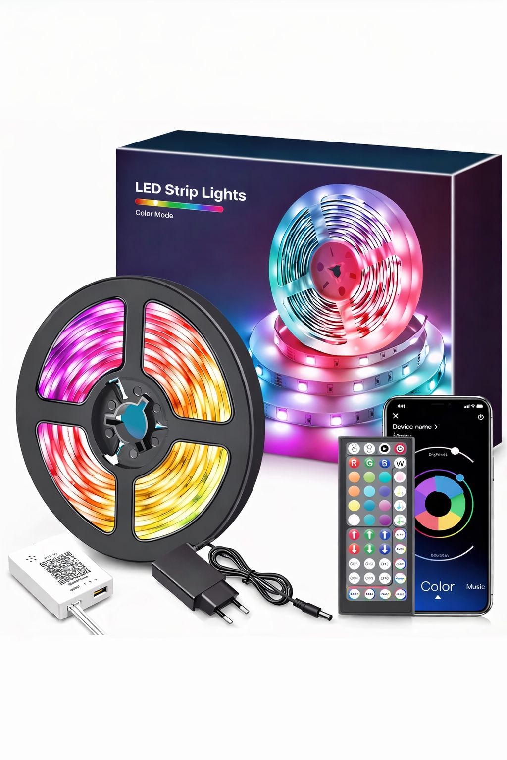 15M RGB LED Strip Lights – App & Remote Control