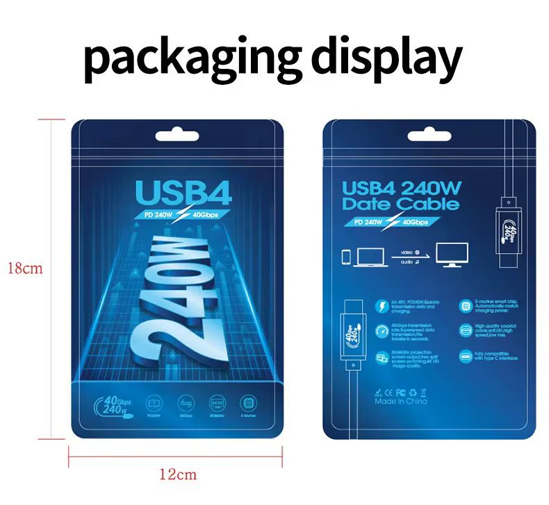USB4 Gen3 Ultra Fast Cable - 240W PD & 40Gbps Data Transfer