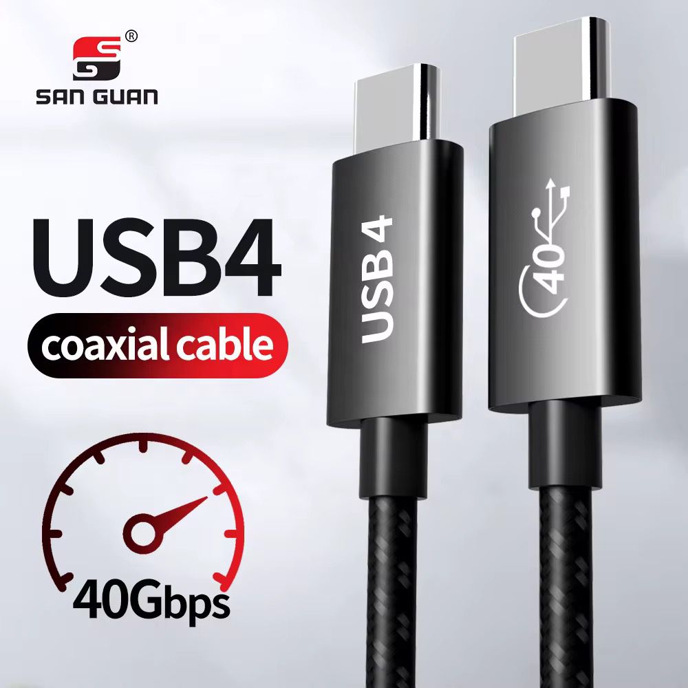 SAN GUAN USB4 Gen3 Coaxial Cable - 40Gbps, 100W PD Fast Charging
