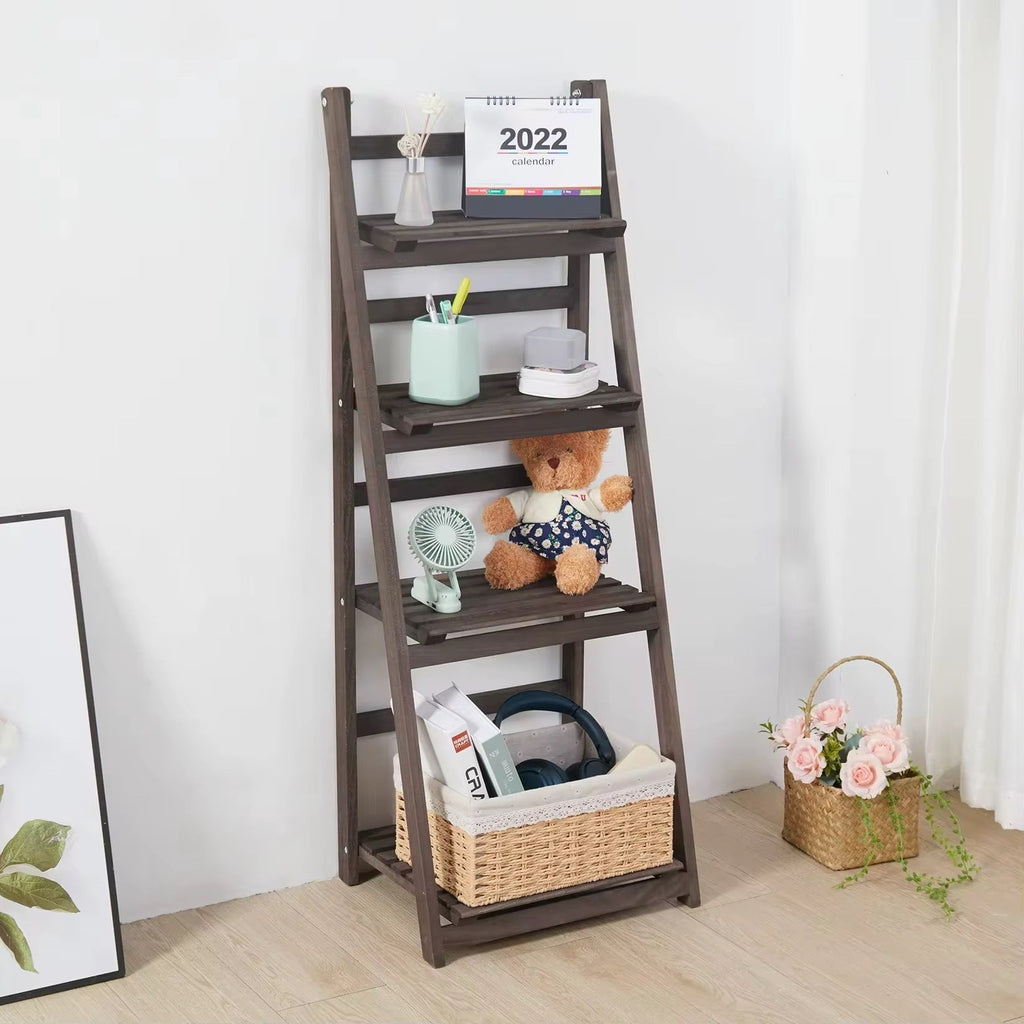 Hopfällbar Blomhylla / Planteringshylla i Trä (4 hyllplan) – Modell JJ-ZZ131