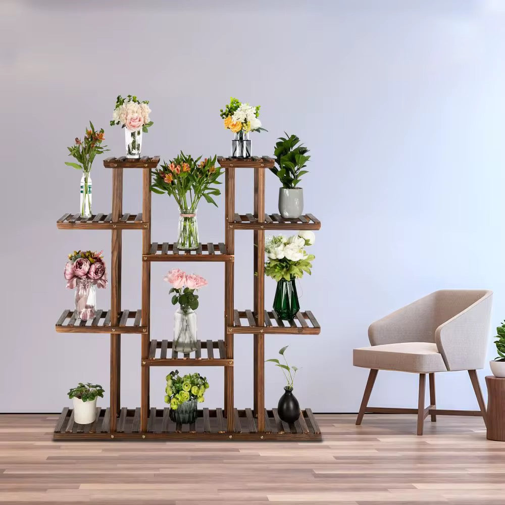 Stor Blomhylla / Växtställ i Massivt Trä (9 våningar) – Modell ZJJ369
