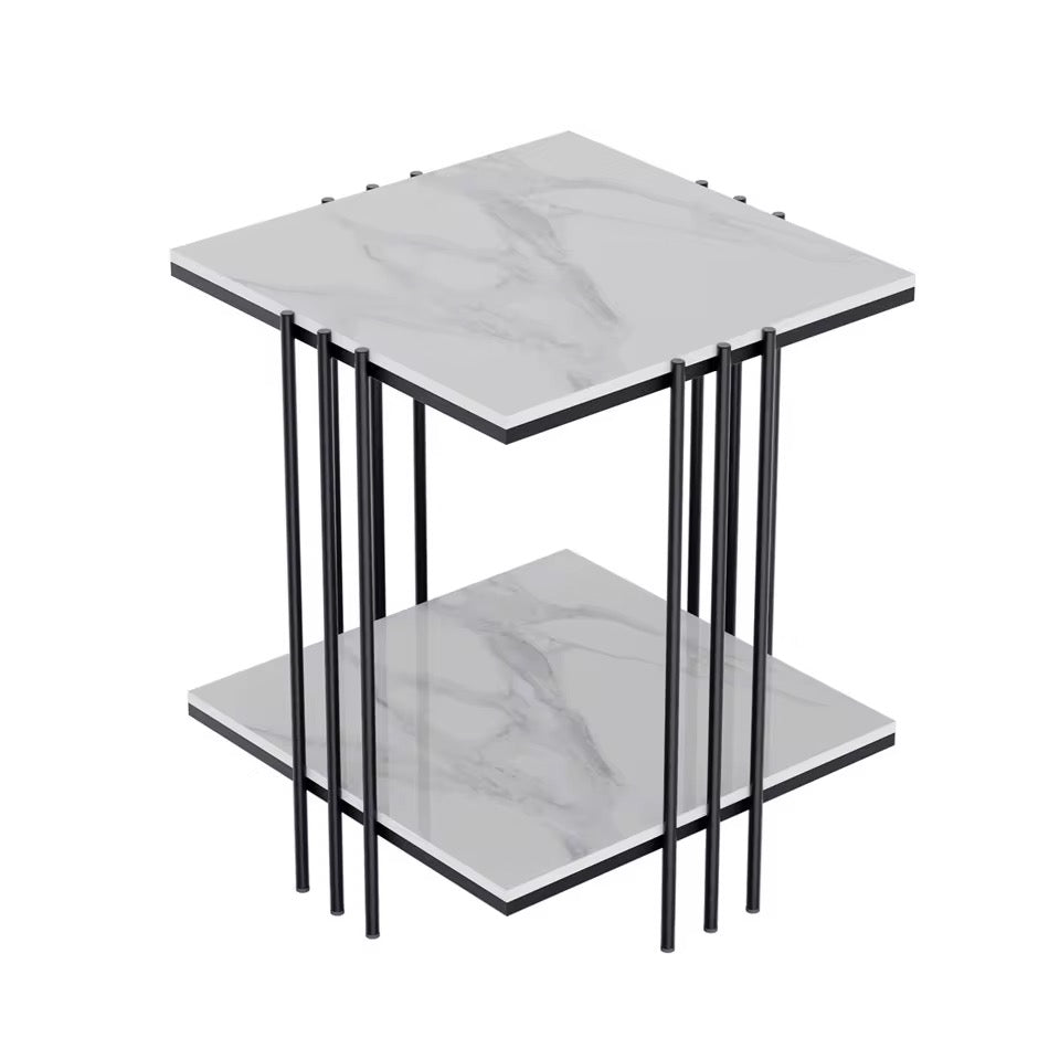 Modernt Sidobord med Stenskiva och Metallram