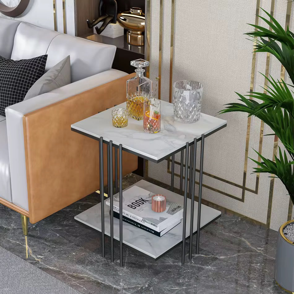 Modernt Sidobord med Stenskiva och Metallram