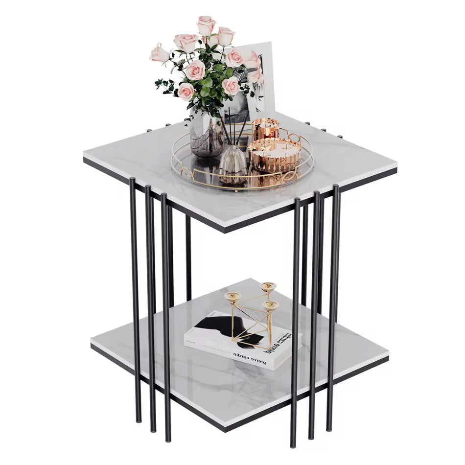 Modernt Sidobord med Stenskiva och Metallram