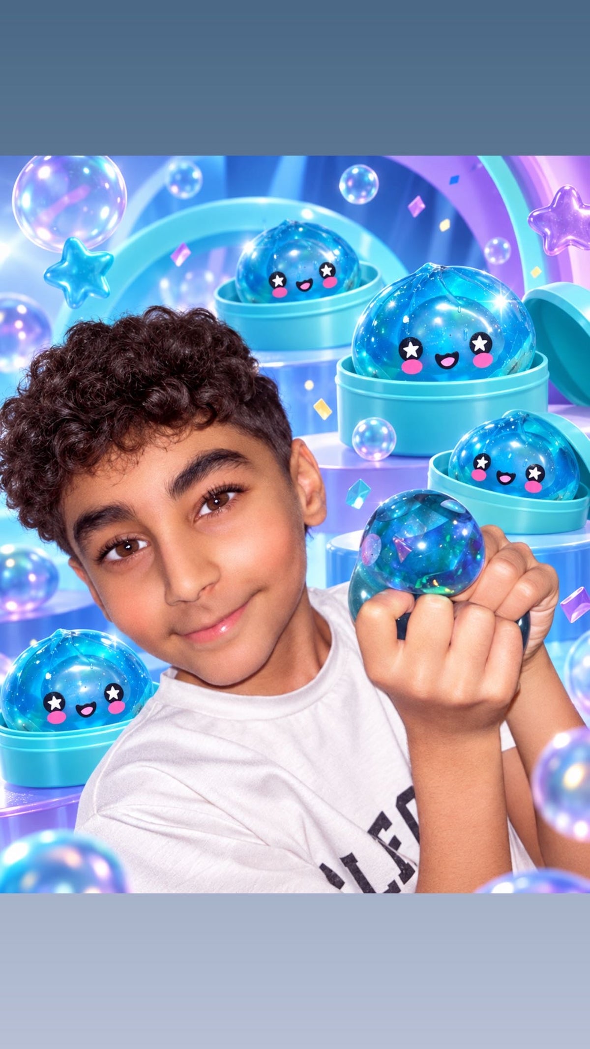 Glitter Mystery Dumpling Squishy med Stjärnögon | Blue Edition