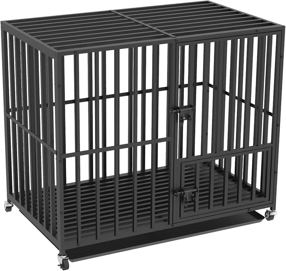 Robust hundbur i metall med hjul – XPET686