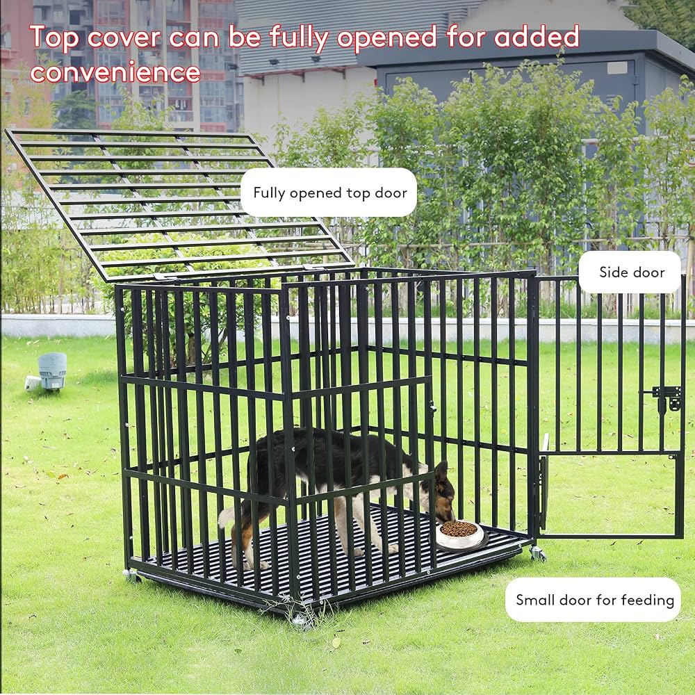 Robust hundbur i metall med hjul – XPET686