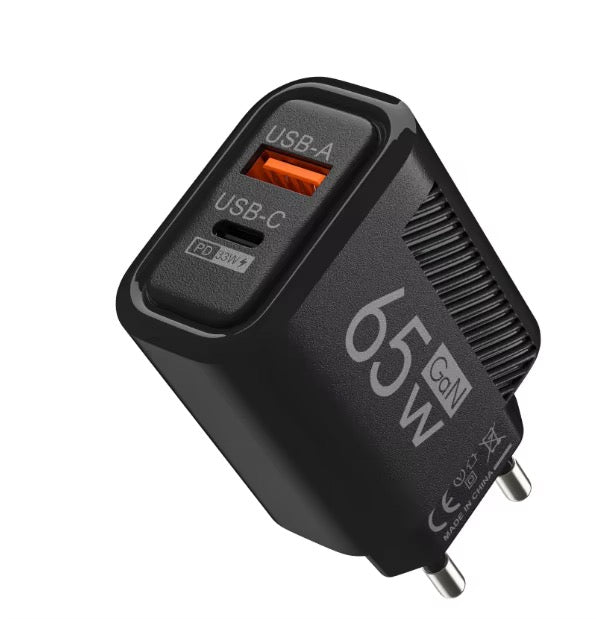 Väggladdare 65W – USB-C & USB-A Snabbladdare