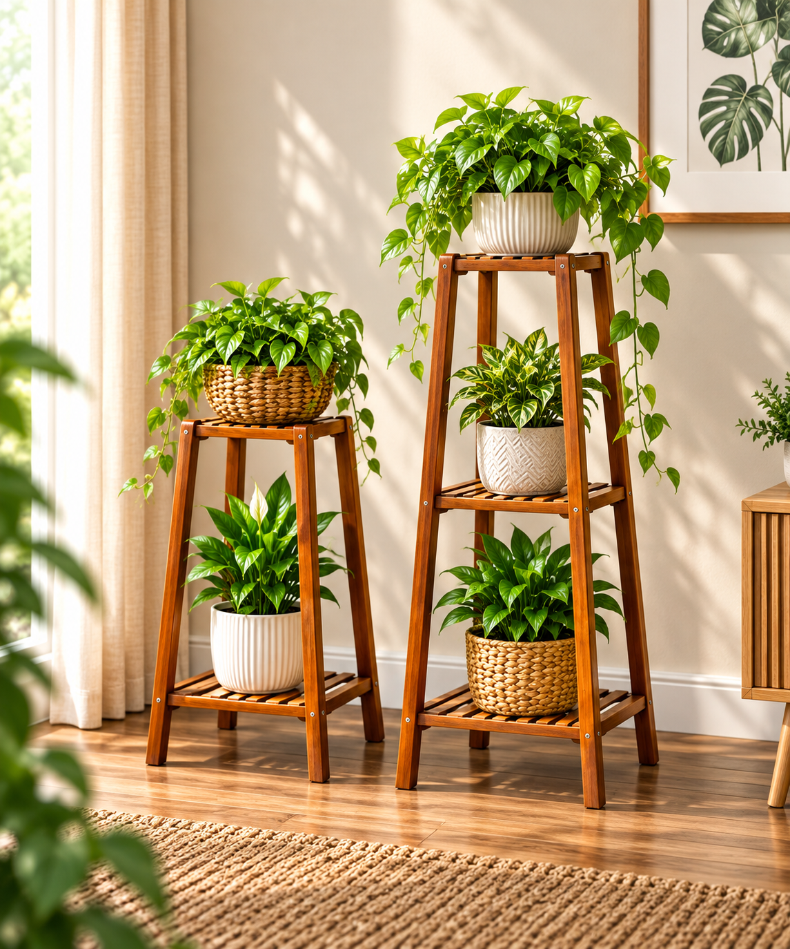 Blomhylla i Bambu – 2-pack Växtställ S & M
