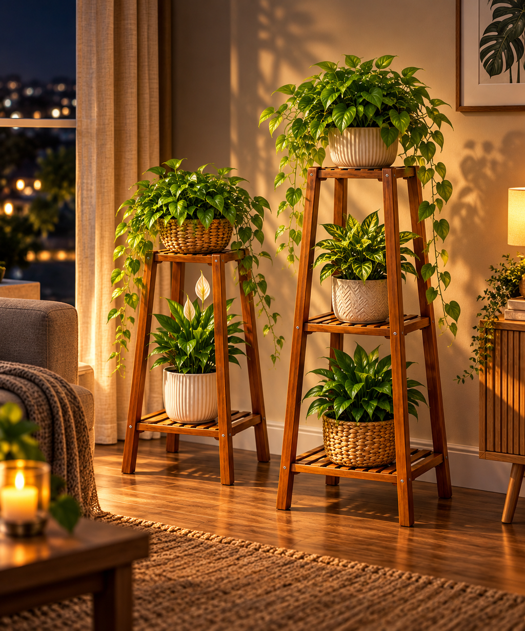 Blomhylla i Bambu – 2-pack Växtställ S & M