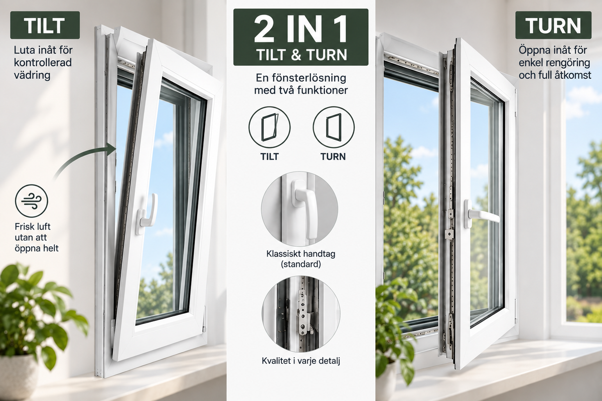 PVC Fönster Tilt & Turn | 3-glas | Elegant Vision | Vit